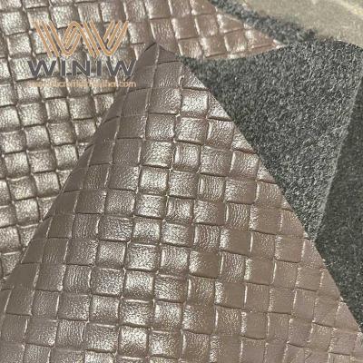 Mejor venta de cuero de microfibra de patrón tejido falso para la parte superior de los zapatos